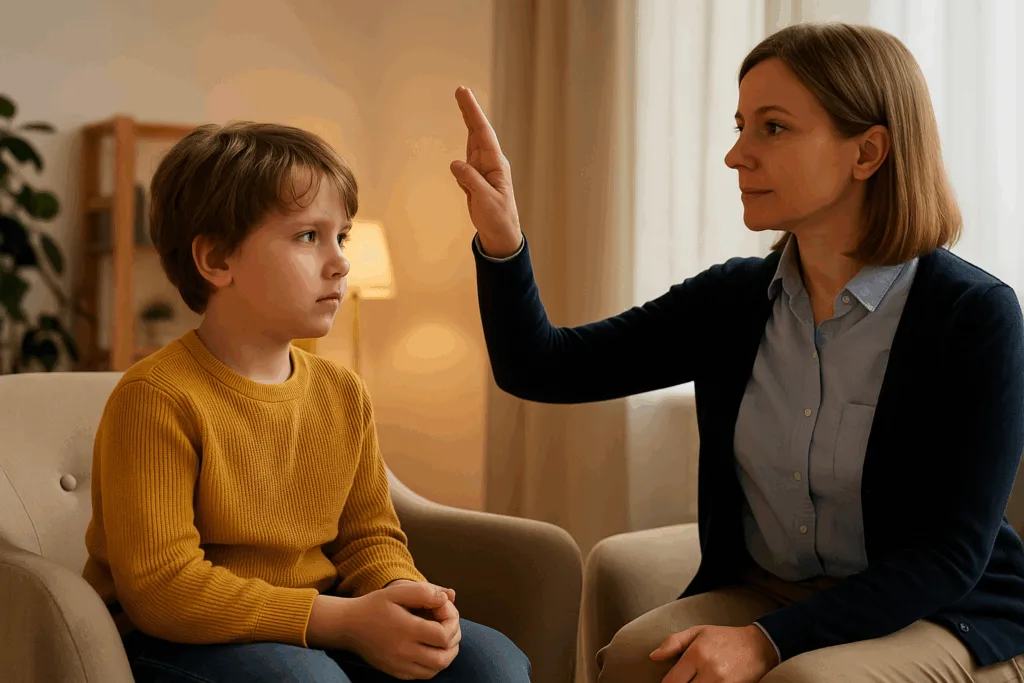 Kind ondergaat EMDR-therapie in een veilige omgeving