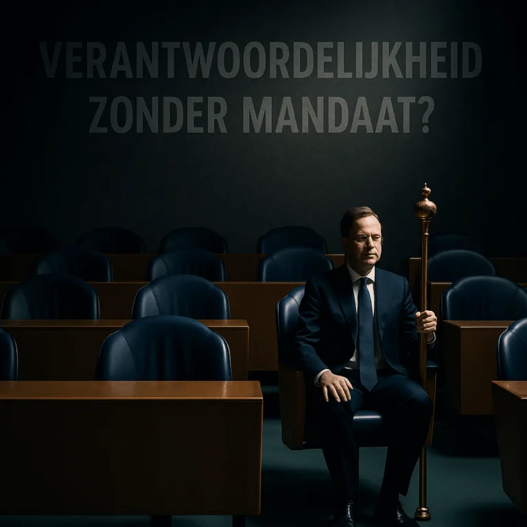 Demissionaire minister belicht in parlementaire zaal als symbool van macht