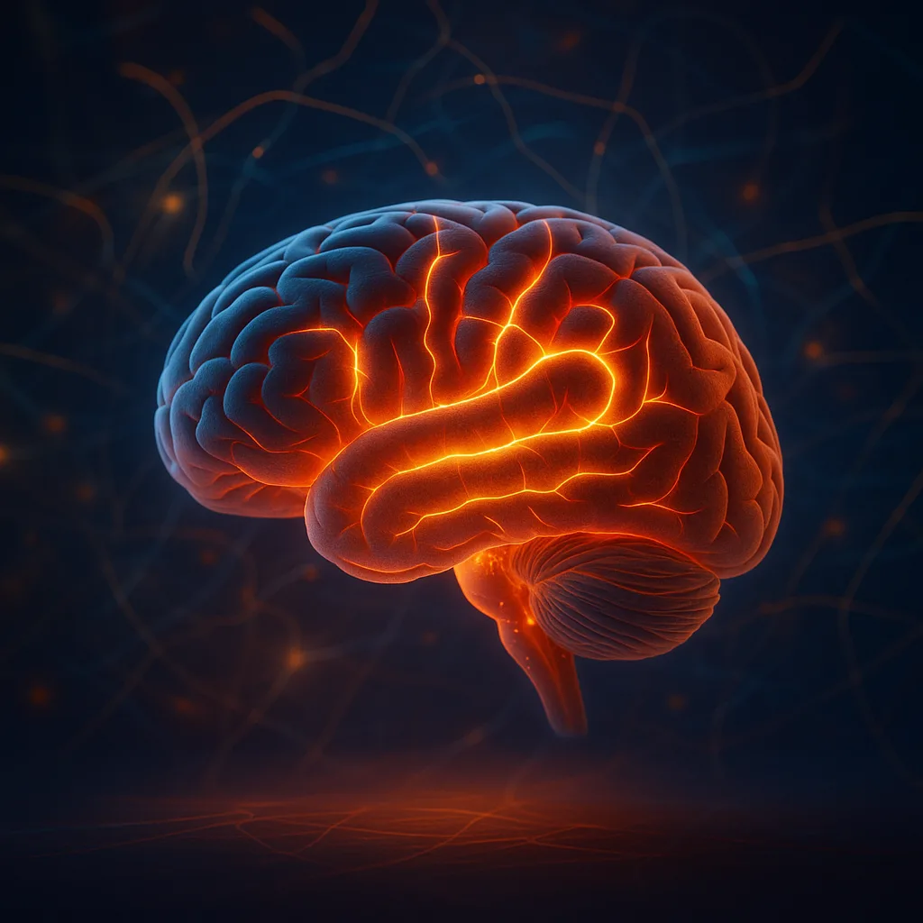 Hersenen met dopaminecircuits en verstoorde signalen bij psychose.