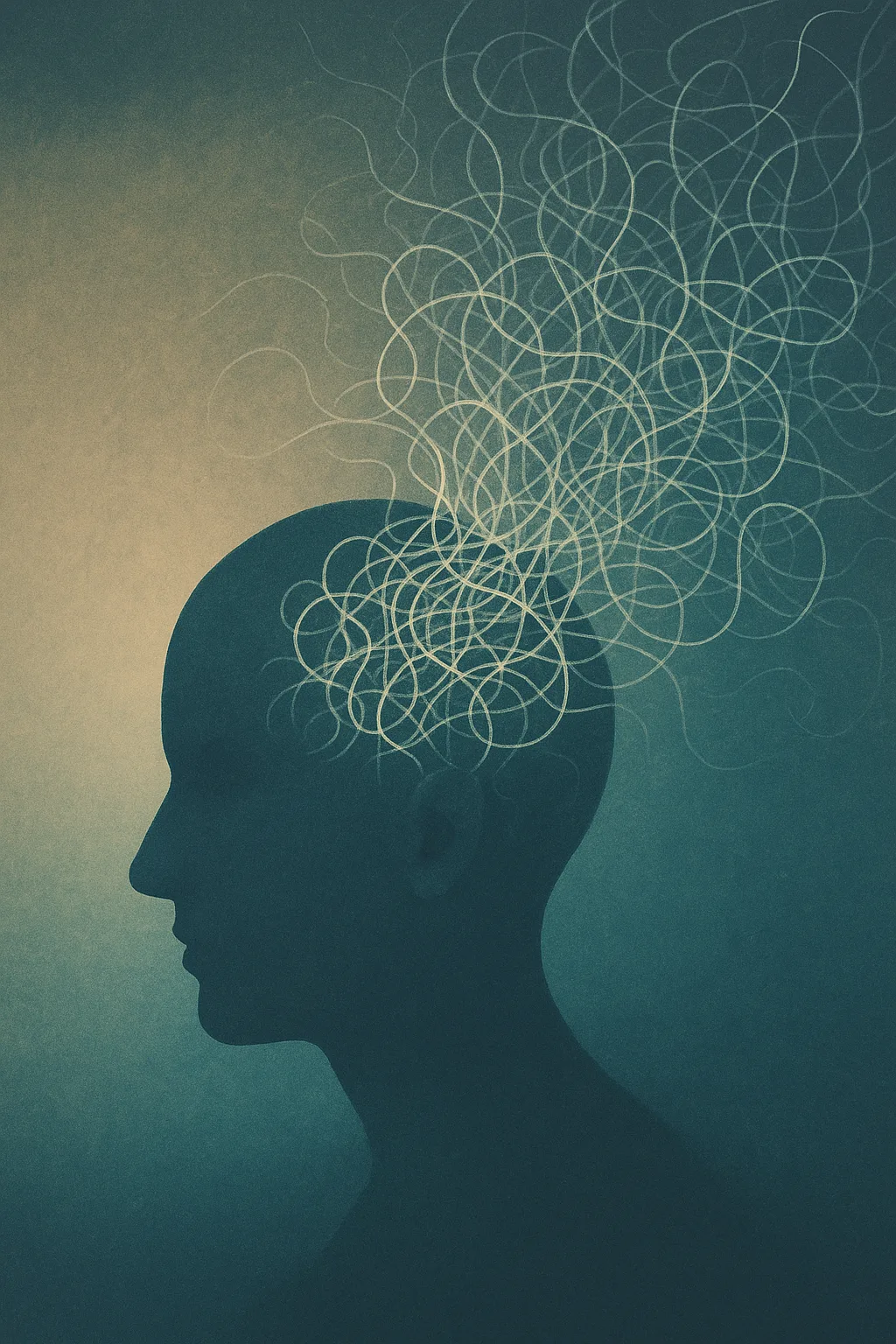 Symbolische weergave van een geest die zich losmaakt van de werkelijkheid.