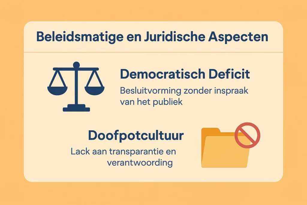 Infographic over gebrek aan democratische inspraak en transparantie in beleid