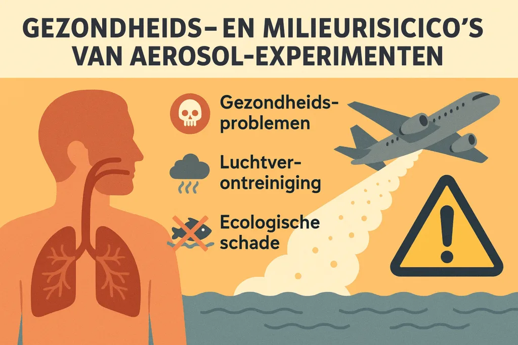 Infographic over gezondheidsproblemen en ecologische schade door aerosol-experimenten