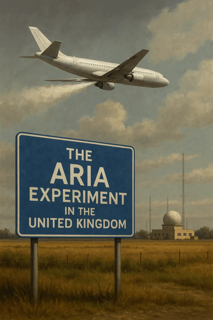 Vliegtuig verspreidt aerosolen boven testlocatie van ARIA in het Verenigd Koninkrijk