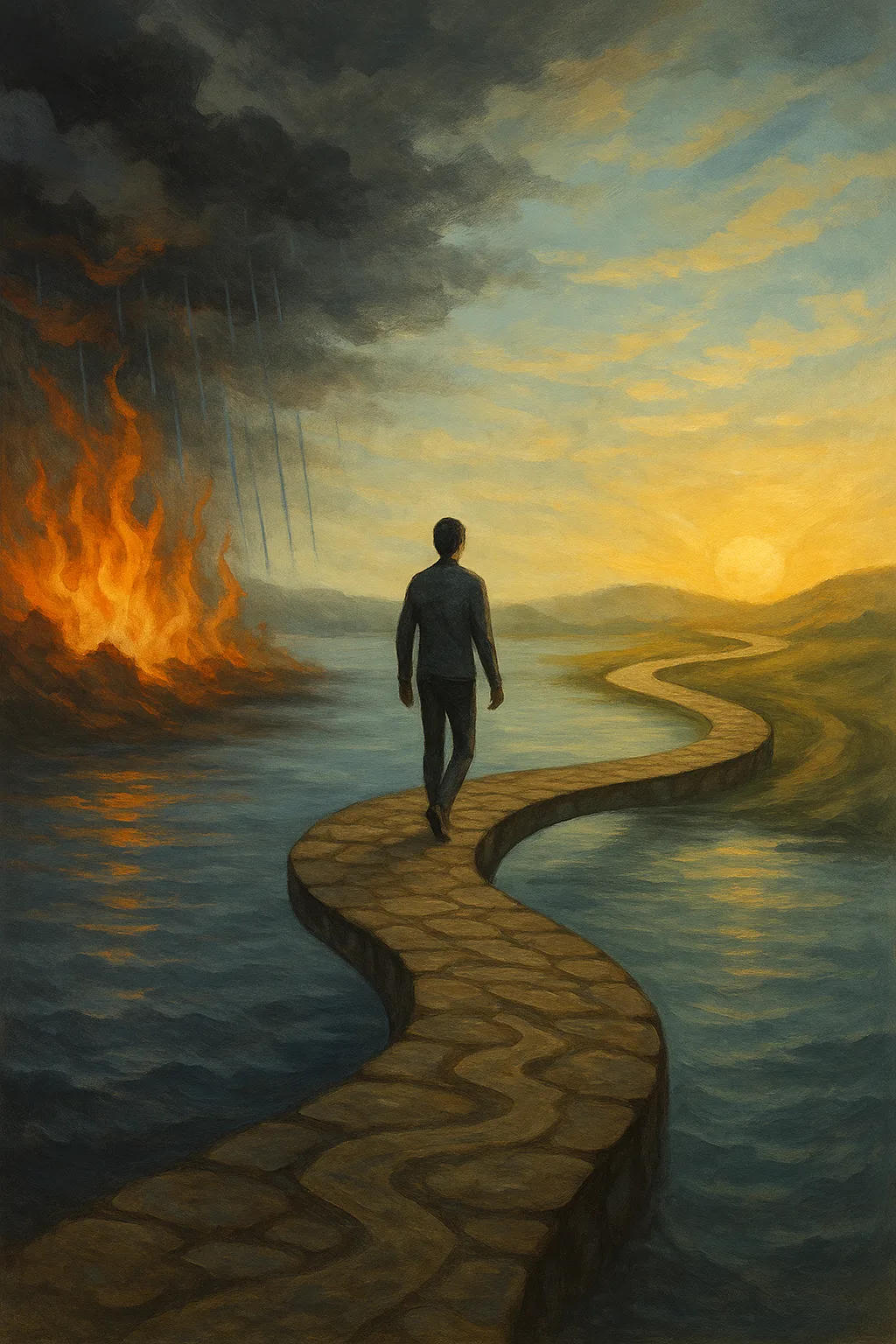 Visuele weergave van de emotionele reis van rouw naar actie