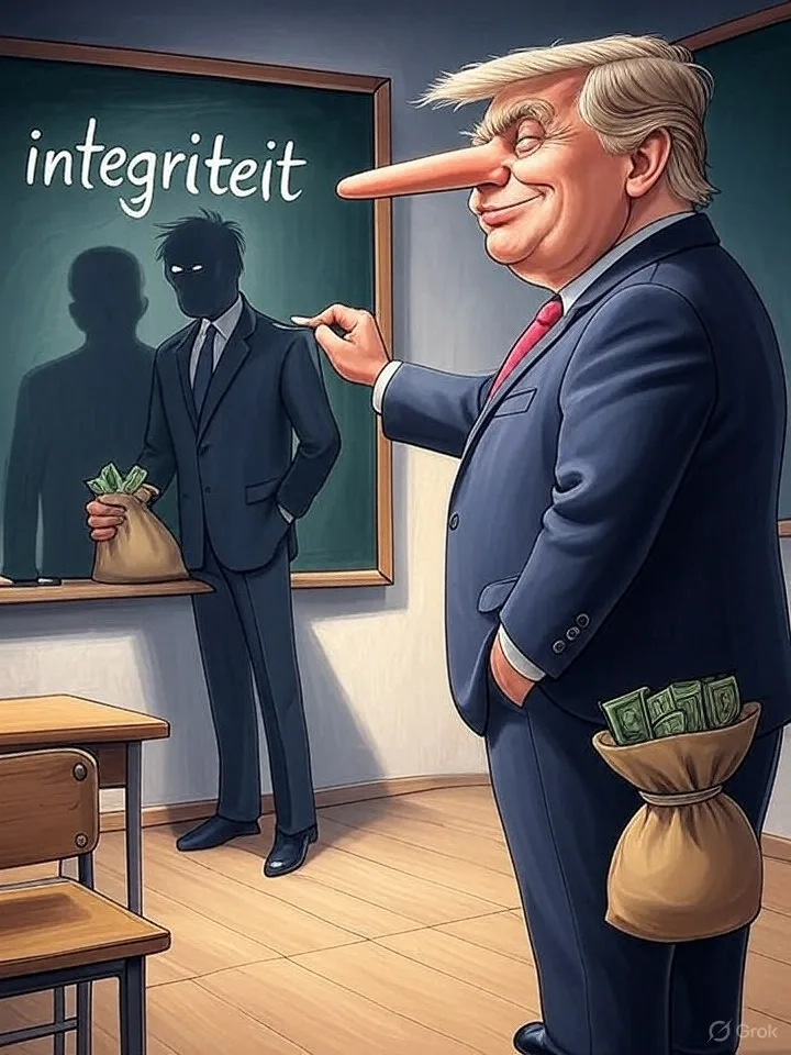 Politicus liegt terwijl hij lesgeeft.