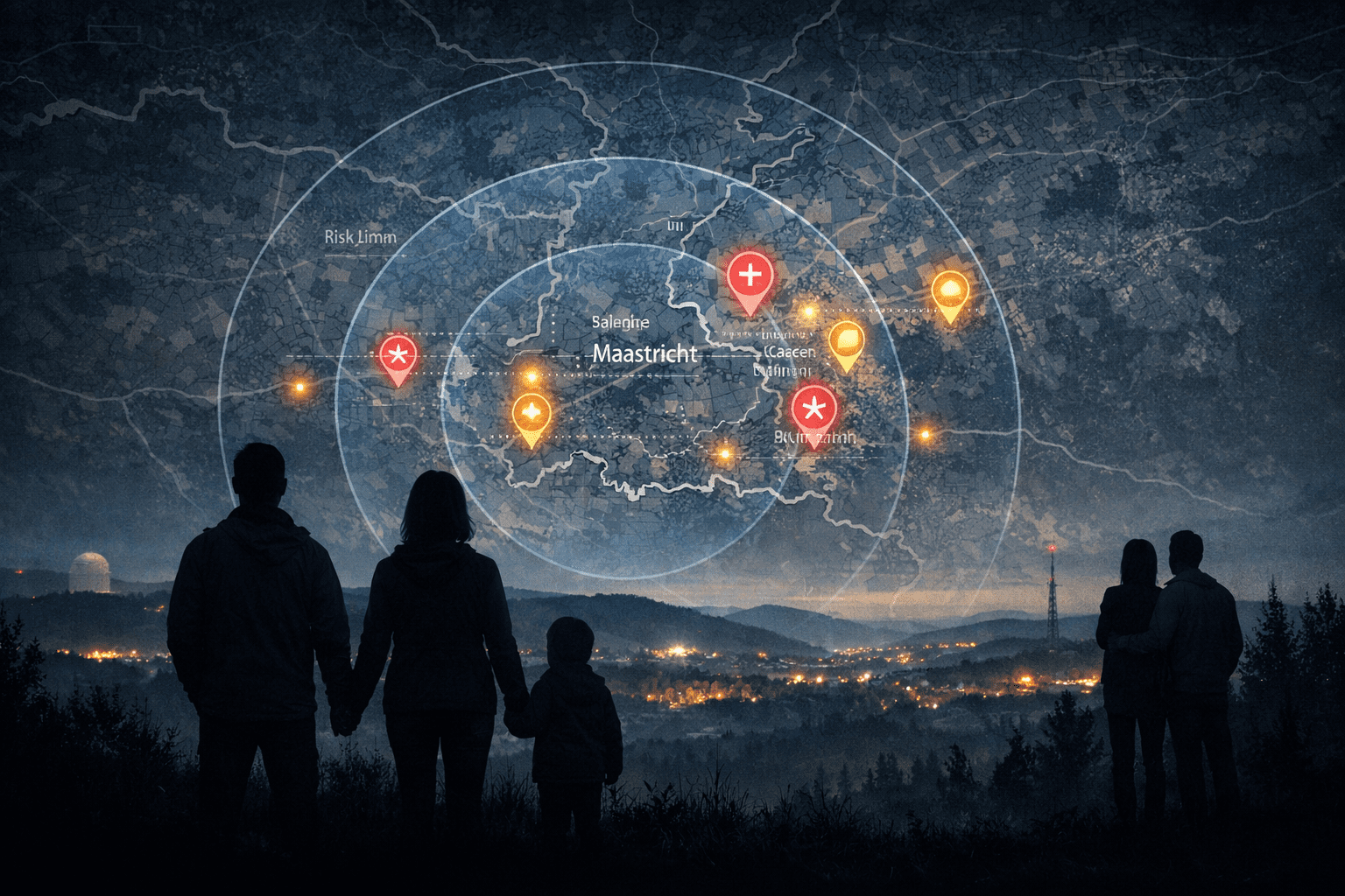 Kaart met NAVO- en militaire locaties rond Zuid-Limburg