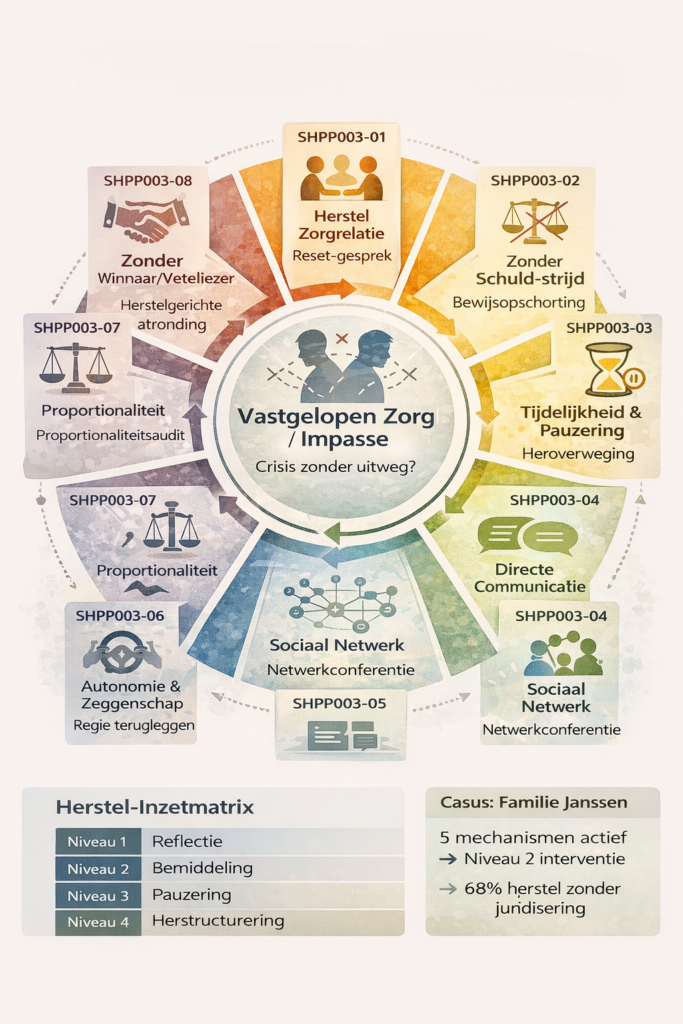 Cirkeldiagram acht herstelpositionpapers HPP003 SHPP003 mechanismen impasse