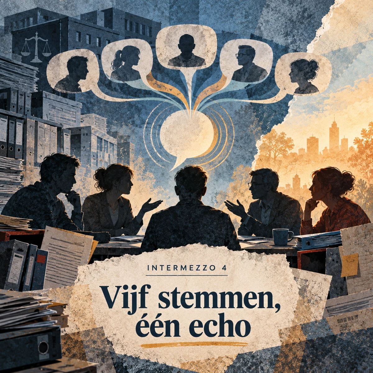 Cover voor intermezzo 4: Vijf stemmen, één echo